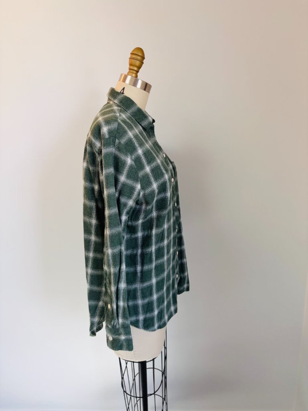 Madewell 90's Grunge/Gorpcore Oversized Forest Green Plaid Flannel Shirt - XS🌲✨ - Picture 3 of 14